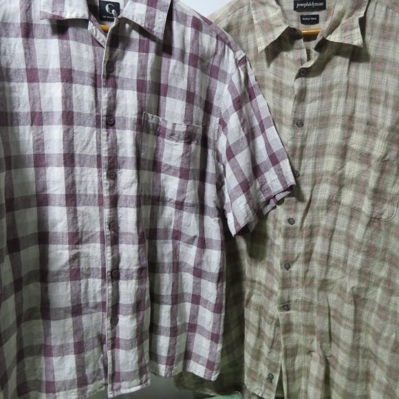 Men's Linen Shirt Lot, VTG, sz L  631 - Picture 3 of 14